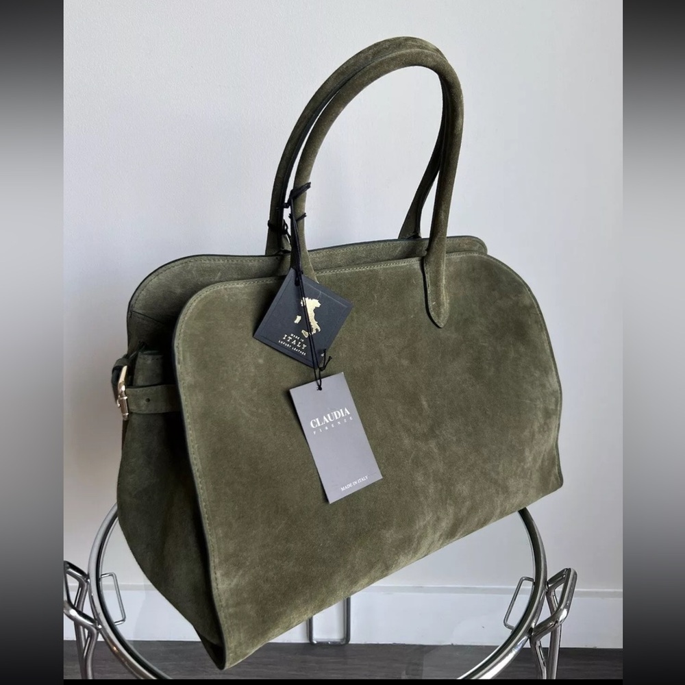 Viral Claudia Firenze suede tote bag NWT GREEN